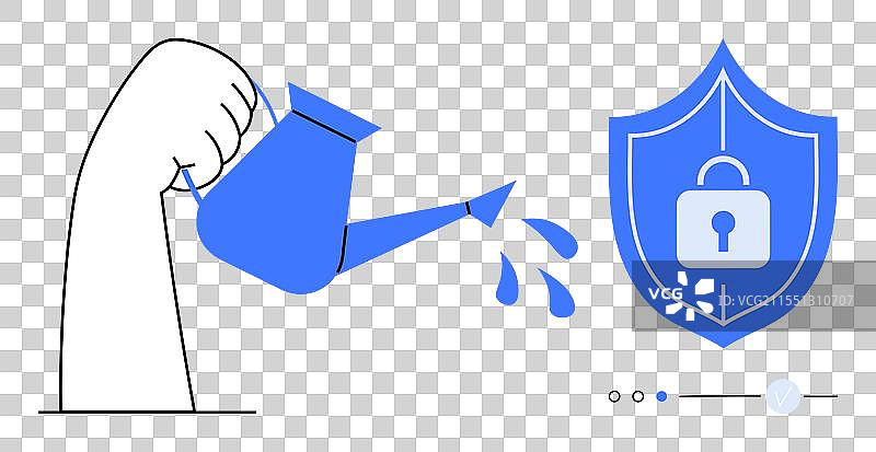 手持浇水的保护图标，带锁符号图片素材