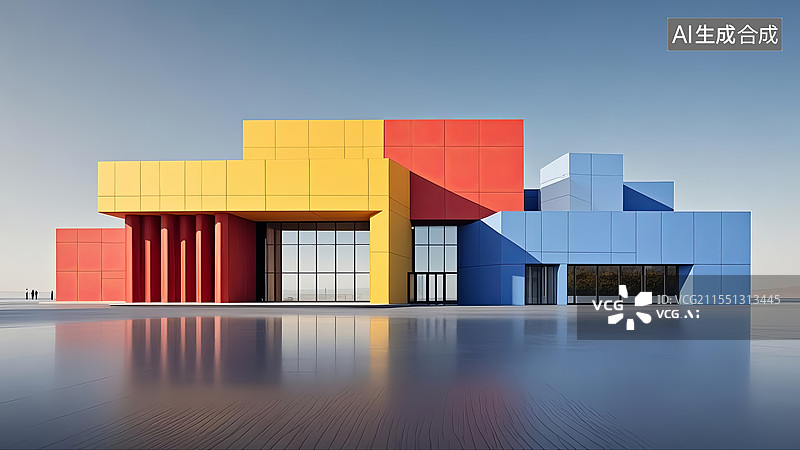 【AI数字艺术】多色的艺术风格建筑背景图图片素材