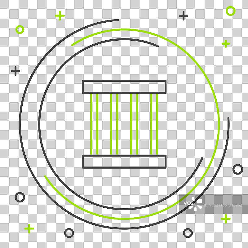 线条监狱窗户图标，孤立在白色背景上图片素材