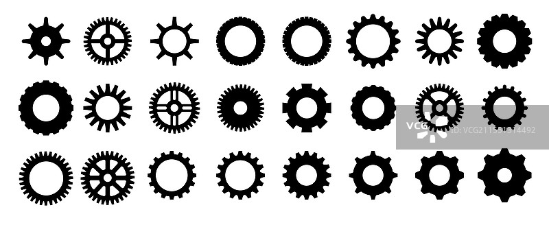 齿轮形状线条图标平面机械齿轮图标图片素材