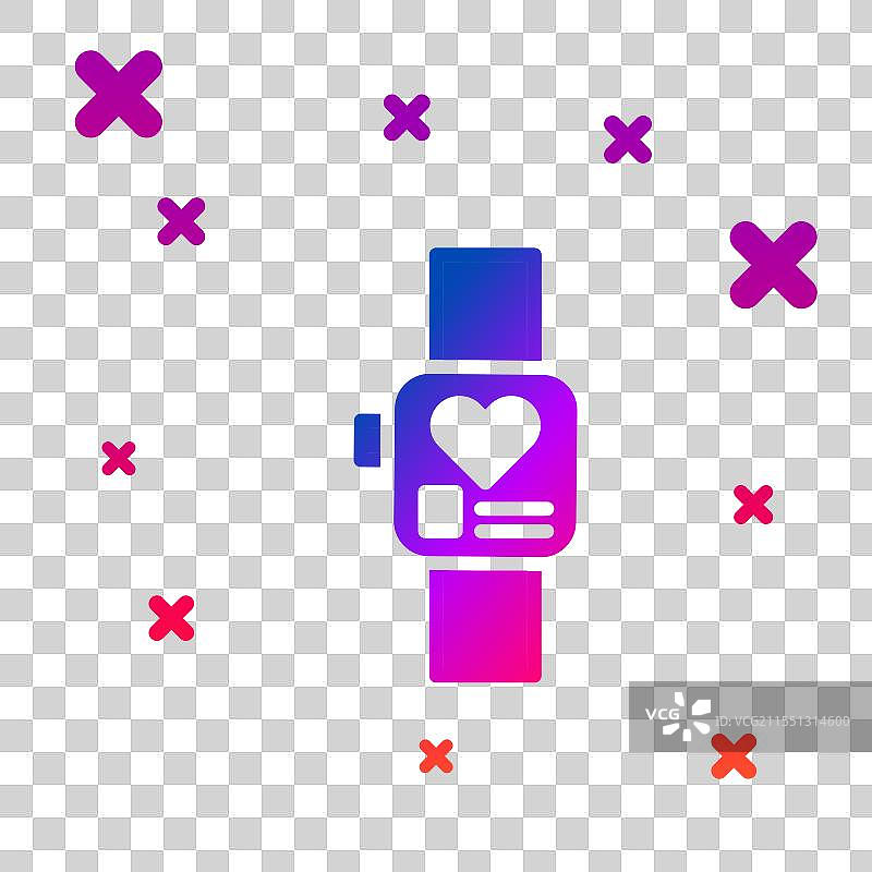 彩色智能手表显示心率图标图片素材