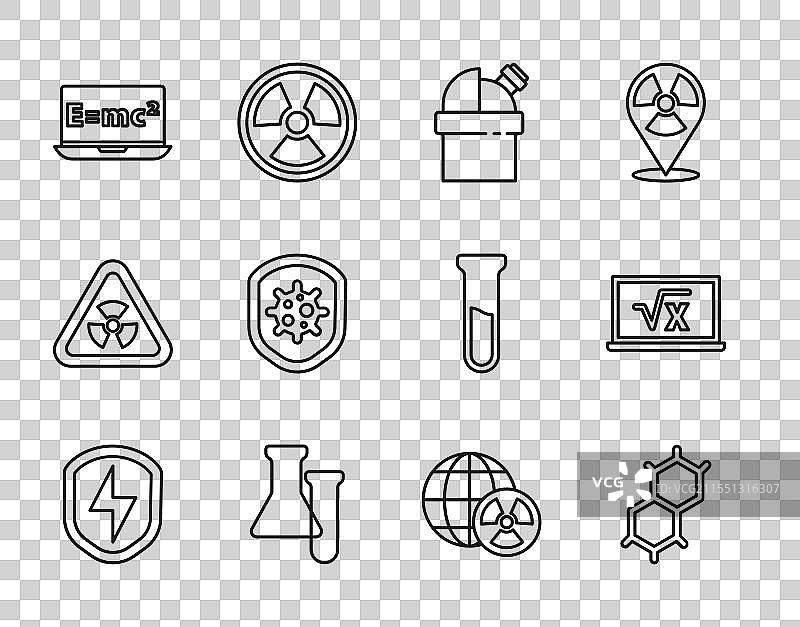 设置带有闪电的安全护盾线图片素材