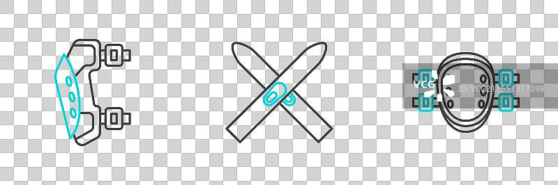 滑雪杖和护膝的图标图片素材