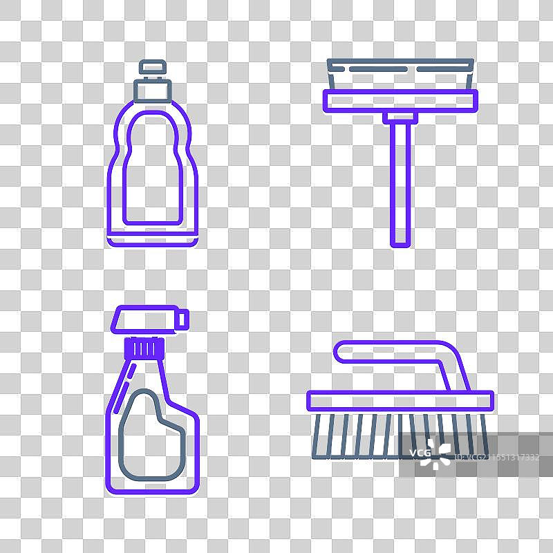 清洁喷雾瓶的清洁刷设置图片素材