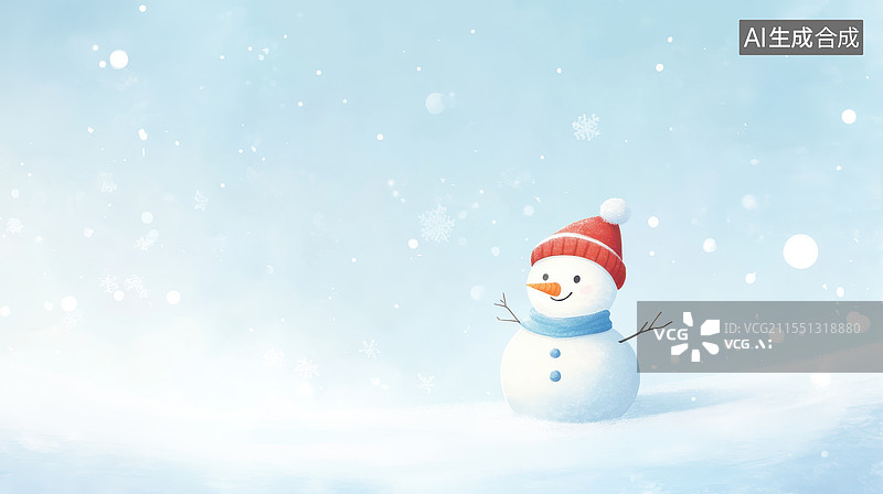 【AI数字艺术】雪地里的可爱雪人图片素材
