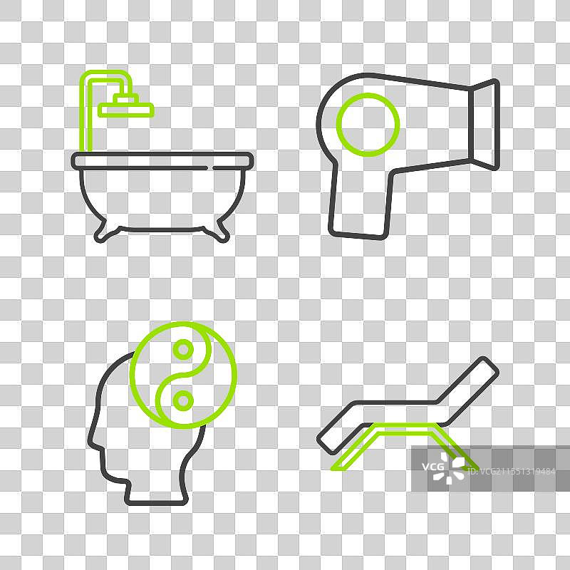 阳光床和伞的阴阳吹风机图片素材