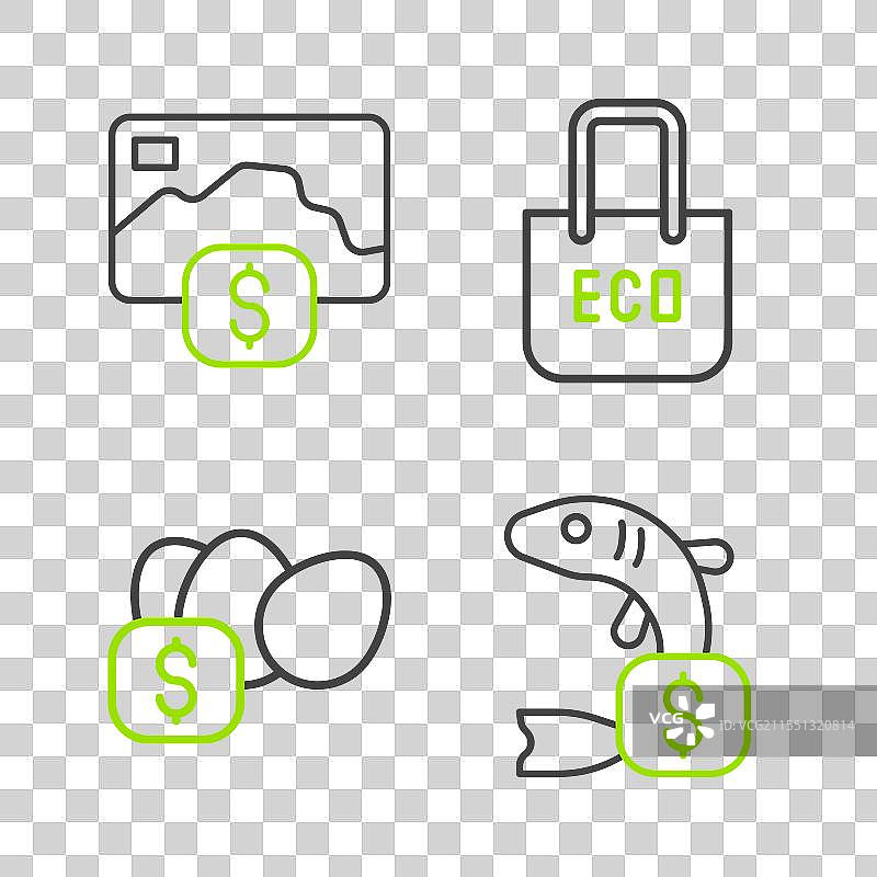 为鱼子酱购物袋设置价格标签图片素材