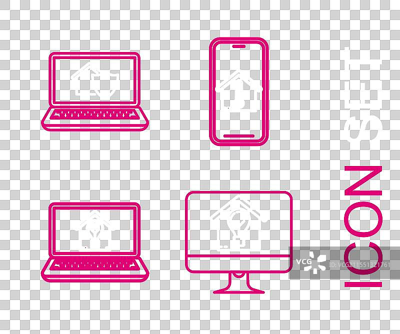 智能家居与电脑显示器的设置线条图片素材