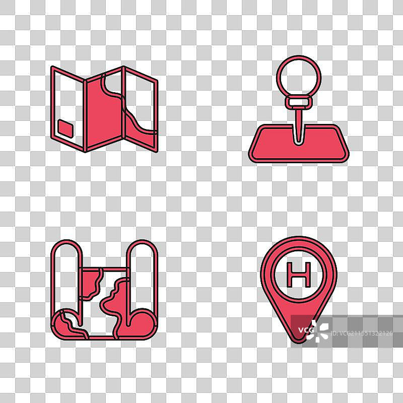 直升机降落平台折叠地图推针图片素材