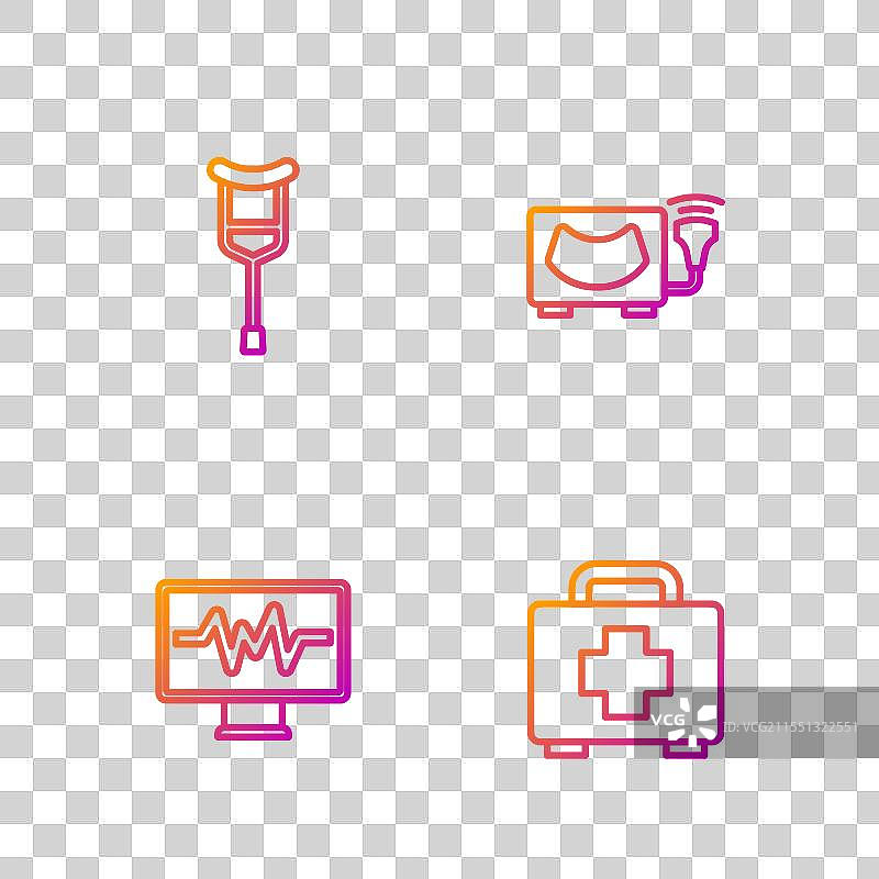 心电图监测的急救包设置图片素材