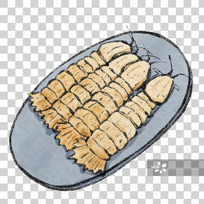 山东青岛美食国风插画-皮皮虾图片素材