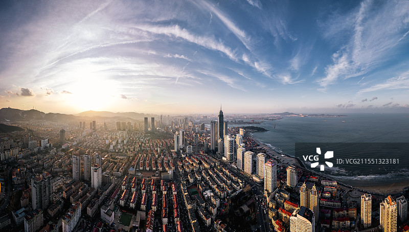 烟台市区全景图图片素材