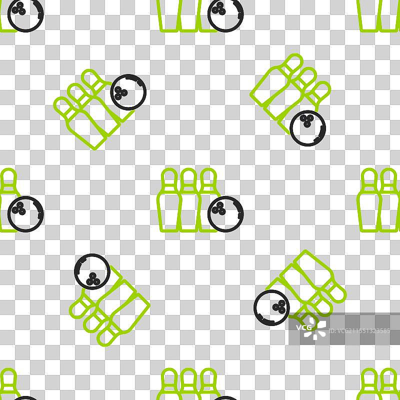 线条保龄球瓶和球图标，隔离无缝设计图片素材