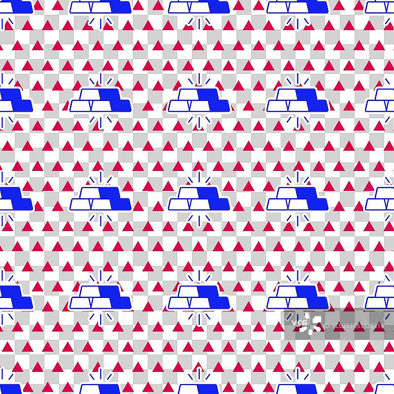 蓝色金条图标，隔离无缝图案图片素材