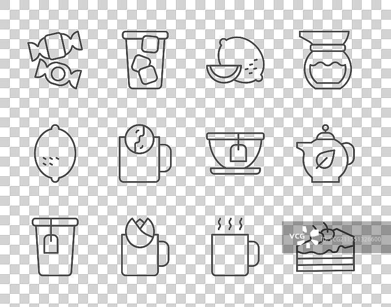 茶杯、茶包、蛋糕和柠檬的摆放图片素材