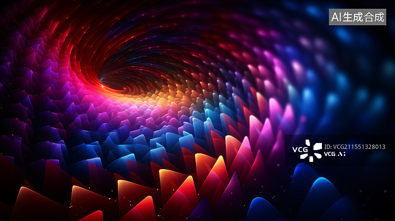 【AI数字艺术】彩色漩涡抽象图案全帧拍摄图片素材