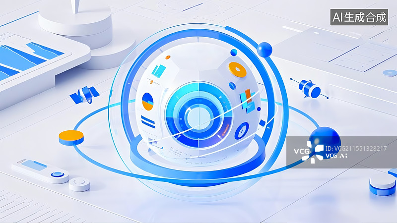【AI数字艺术】全球数据科技概念三维插画图片素材