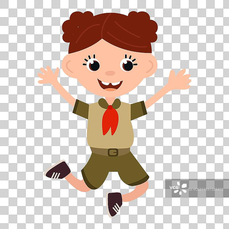 顽皮的女童子军卡通形象图片素材