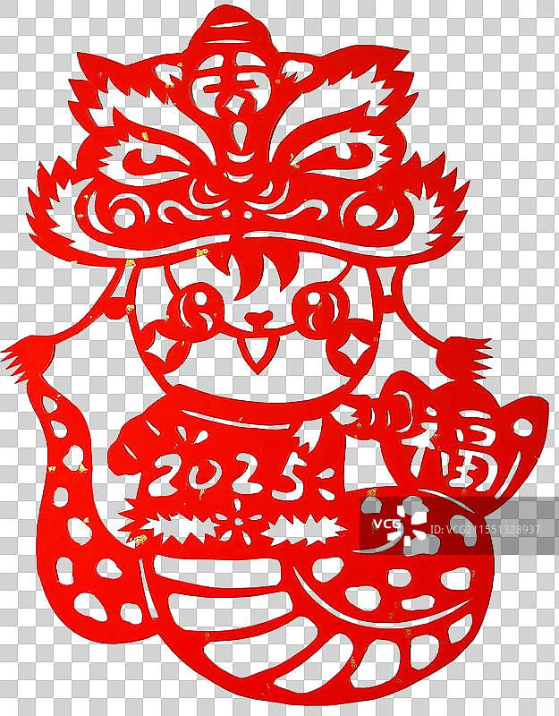 蛇年宝宝剪纸：大吉大利福气满满图片素材