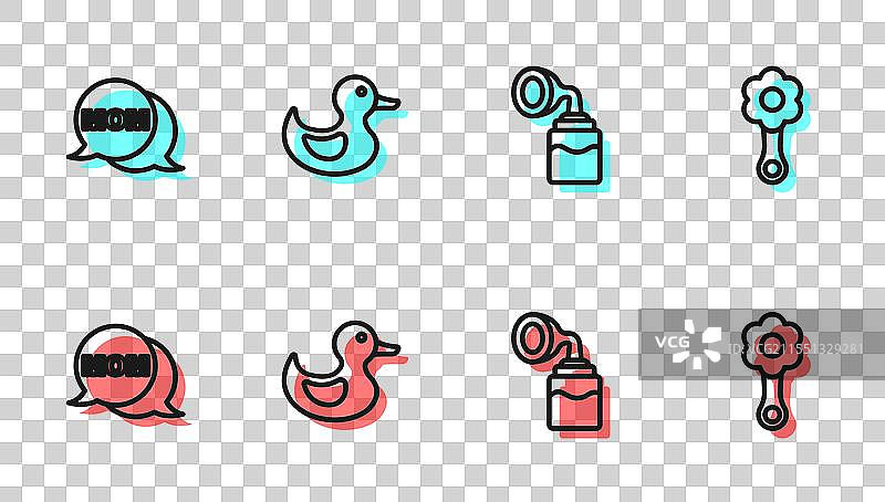 妈妈使用吸奶器，旁边有个对话气泡和橡胶制品图片素材