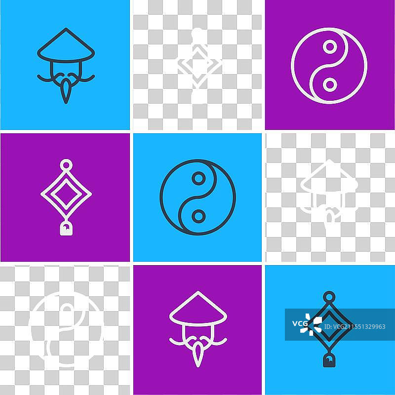 亚洲或中国圆锥形草帽的线条设计图片素材