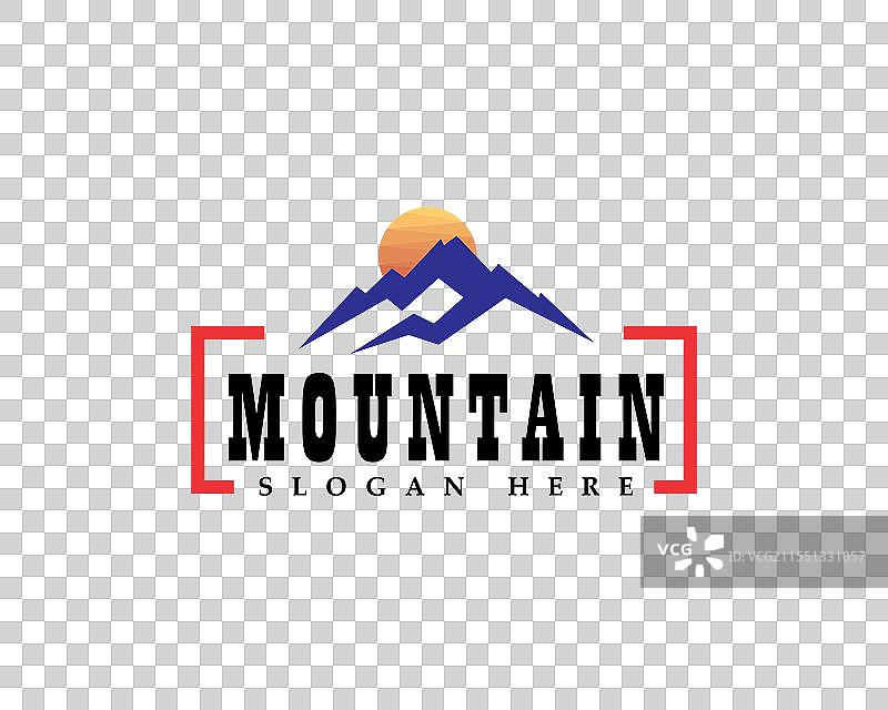 创意山脉与顶部太阳的标志设计图片素材