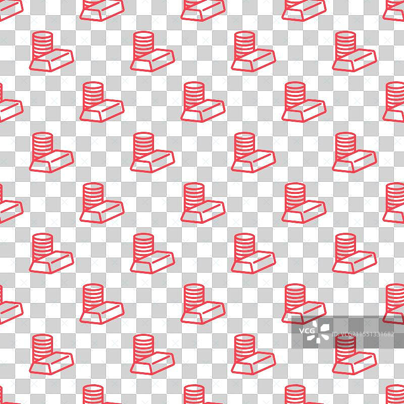 红线金币与金条图标隔离图片素材