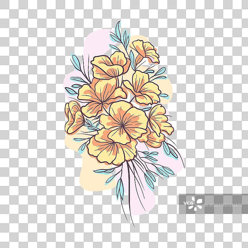 极简花卉线条艺术手绘复古花卉图片素材