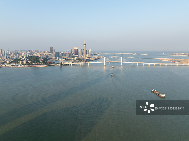 航拍远眺澳门城市风景图片素材