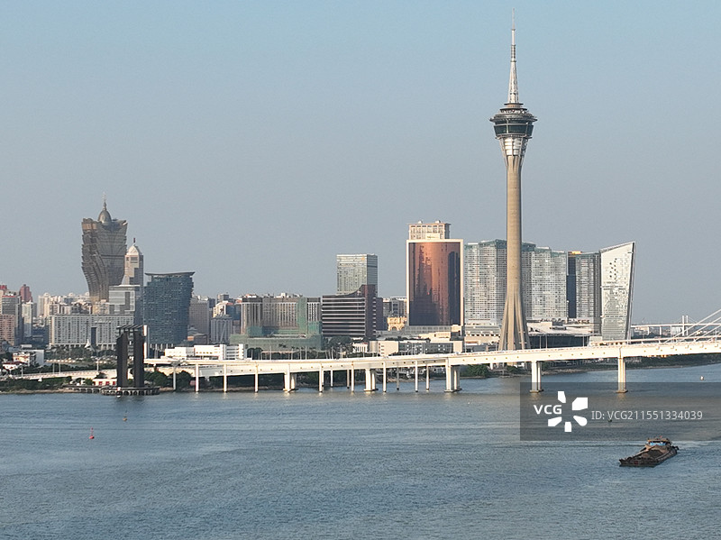 航拍远眺澳门城市风景图片素材