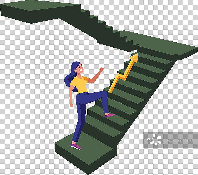 女商人攀登成长阶梯图片素材