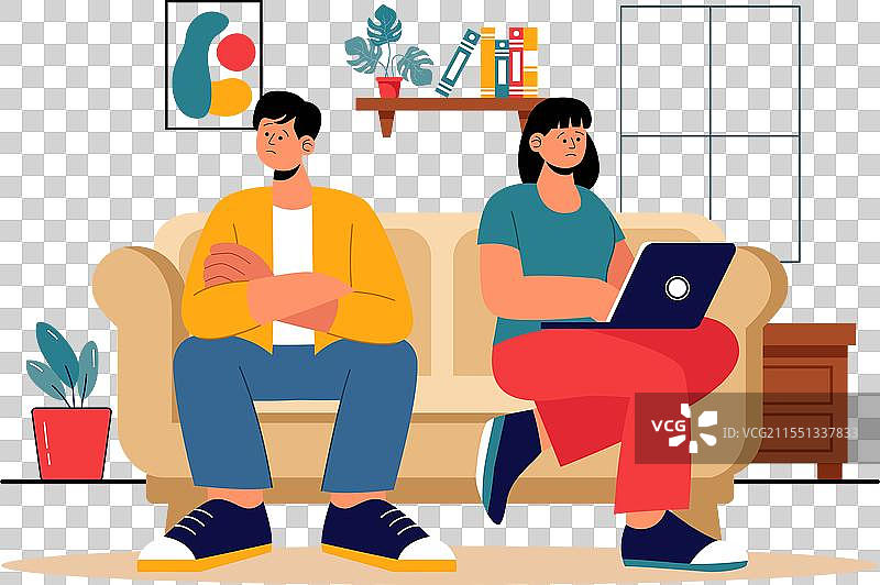 年轻情侣之间的关系紧张图片素材