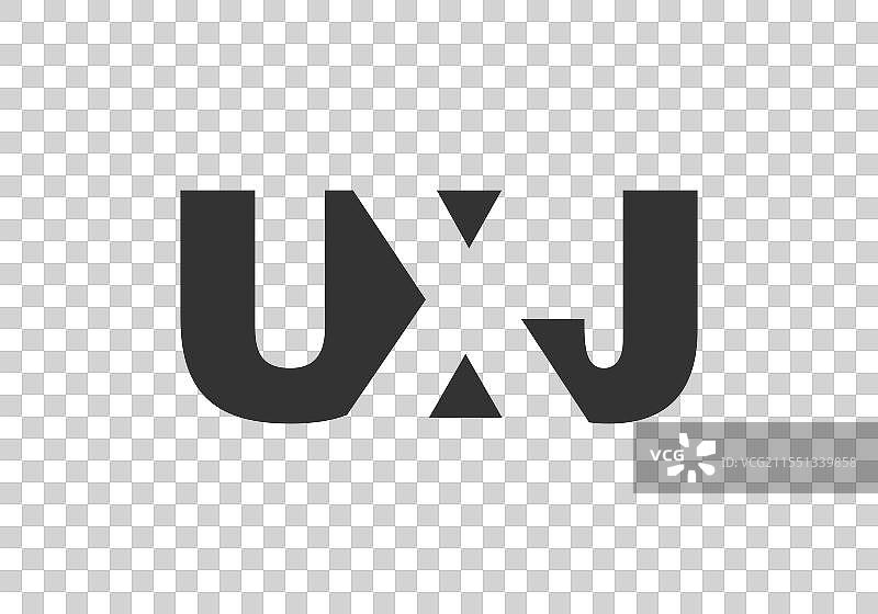 UXJ标志设计，字母U、X、J采用粗体字型图片素材