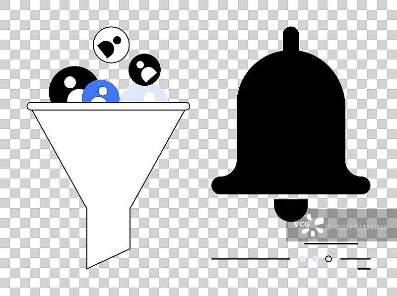 装满用户头像的漏斗旁边图片素材