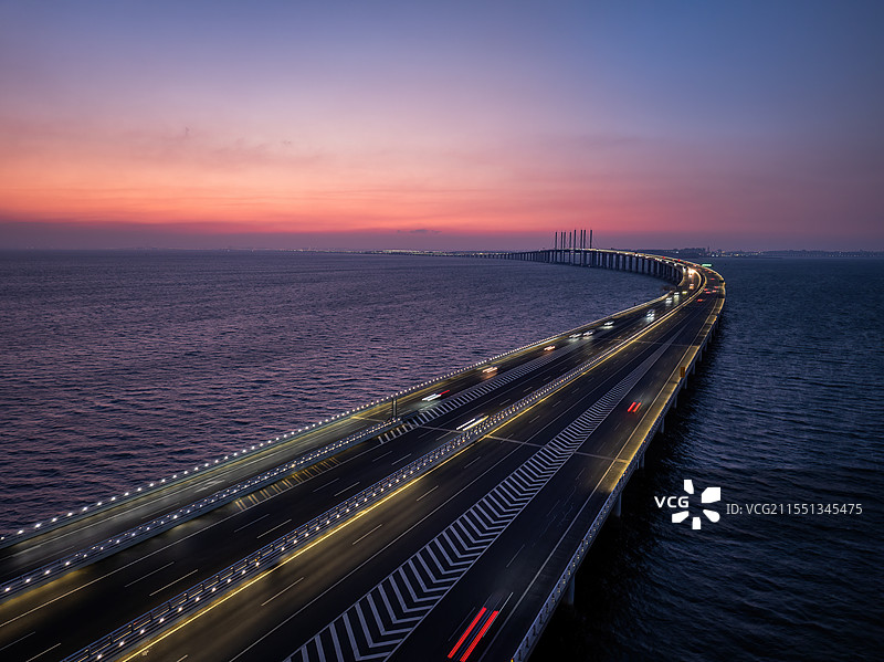 青岛胶州湾跨海大桥-桥梁建设图片素材
