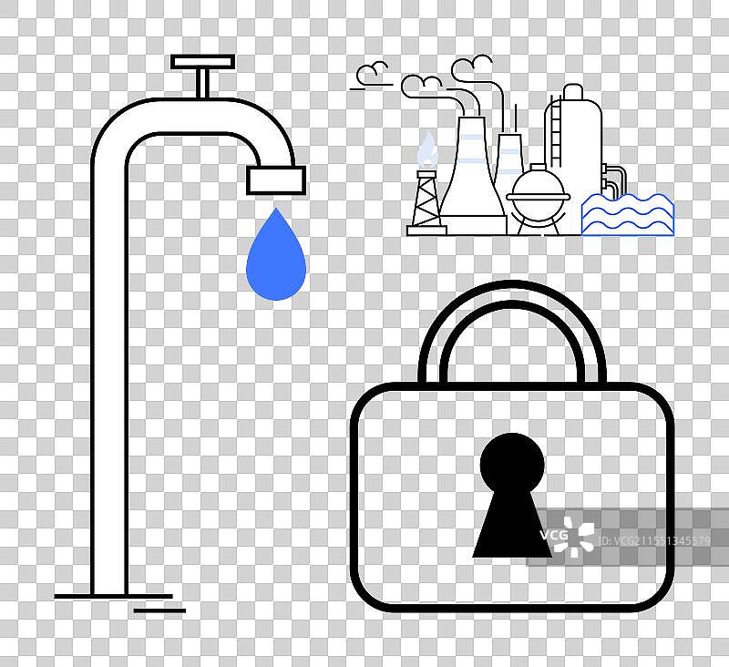 工业厂房的锁和水龙头的象征图片素材