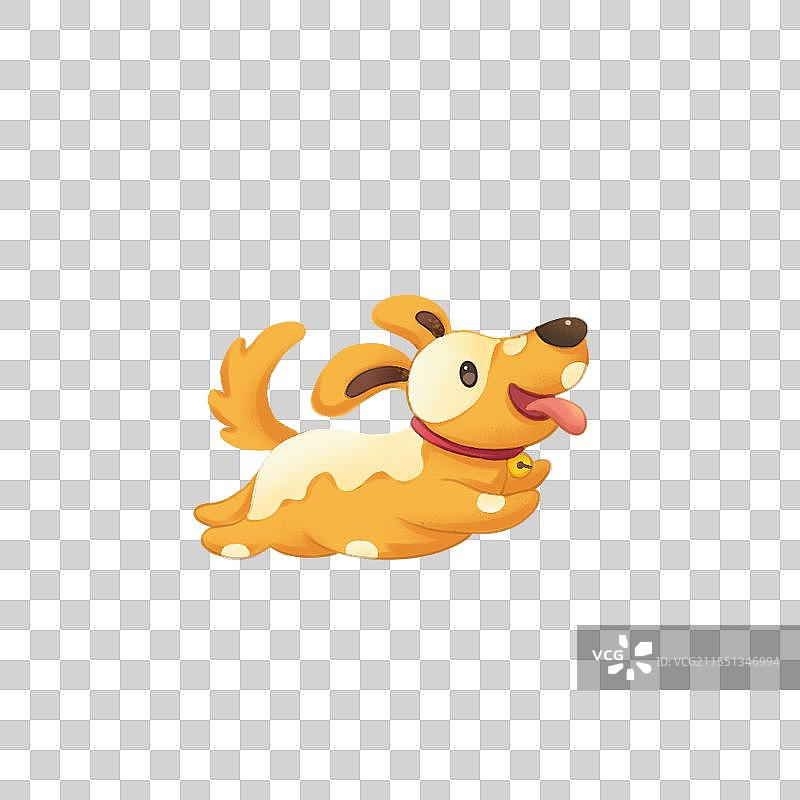 快乐小狗扁平卡通免扣元素图片素材