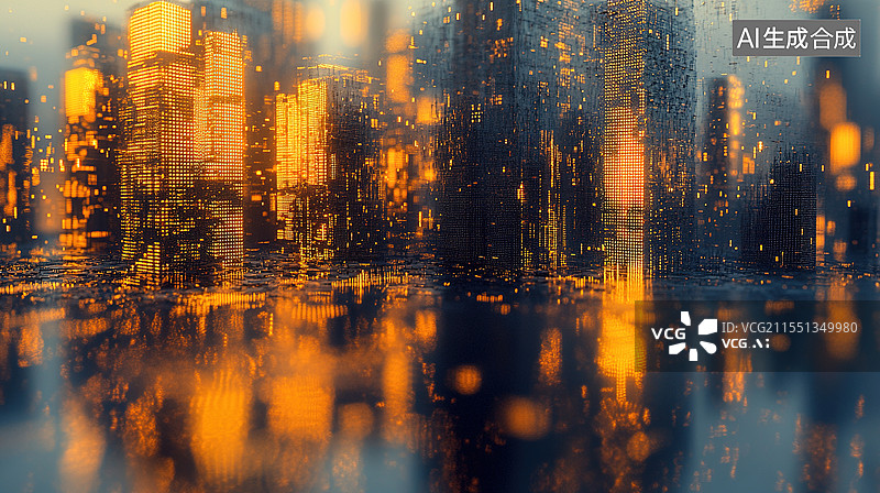 【AI数字艺术】未来发光城市天际线：科技广告的抽象蓝色夜景汽车广告背景空地物联网海报图片素材