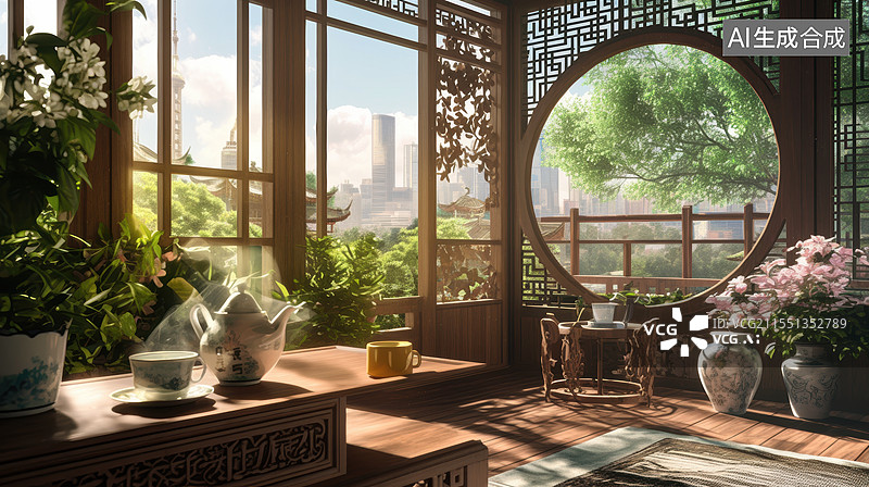 【AI数字艺术】中国风空间建筑图片素材