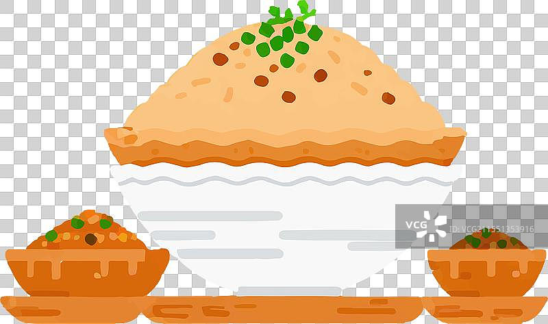 香料米饭炖肉菜肴，带有豆蔻和香草的风味图片素材