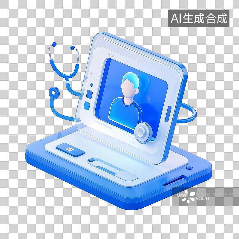 【AI数字艺术】免抠三维医疗远程问诊模型图片素材