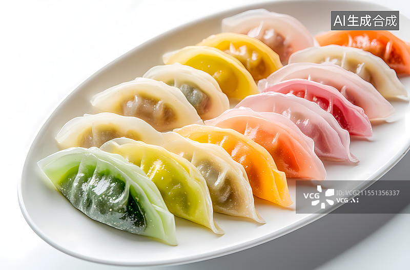 【AI数字艺术】七彩饺子美食图片素材