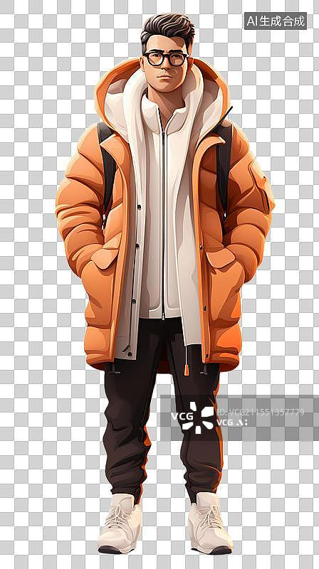 【AI数字艺术】一个穿着羽绒服的时尚潮人图片素材