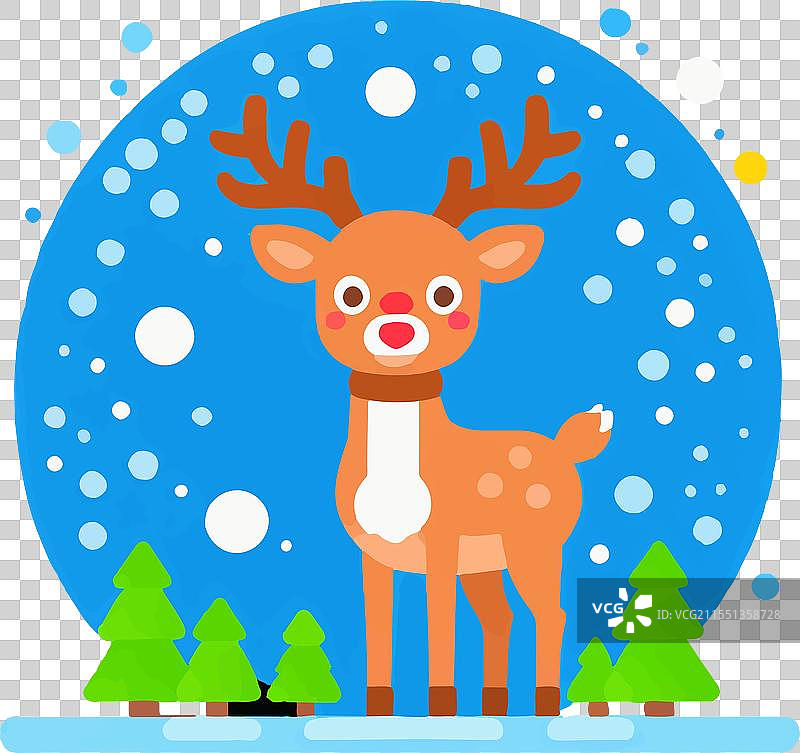 鲁道夫驯鹿的童年节日庆祝活动，红色图片素材