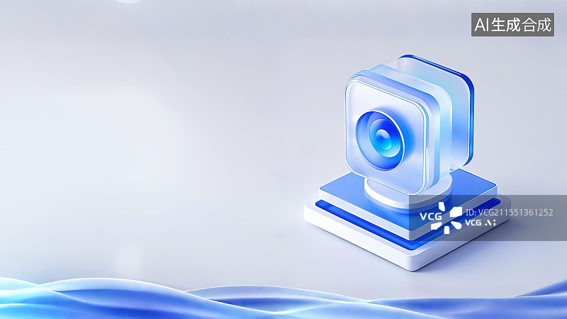 【AI数字艺术】未来科技风透明蓝色相机图片素材