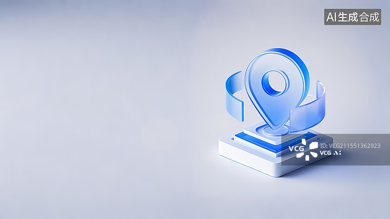 【AI数字艺术】透明蓝色定位图标图片素材