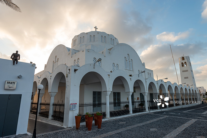 希腊 圣托里尼 希拉 锡拉岛 基克拉泽斯群岛 费拉 教堂图片素材
