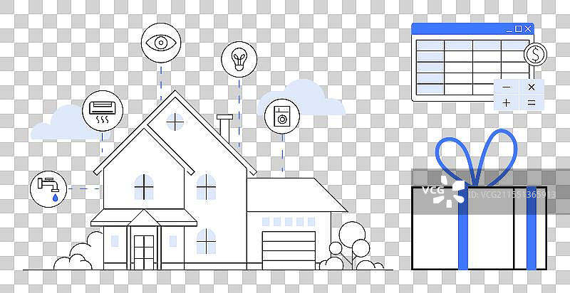 智能家居概念与连接设备和礼物图片素材
