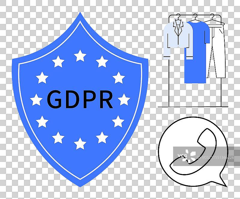 电子商务中的GDPR合规性保护盾与星星图片素材