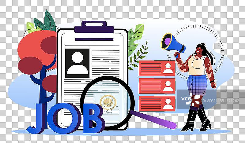 招聘机构的女性与扩音器图片素材